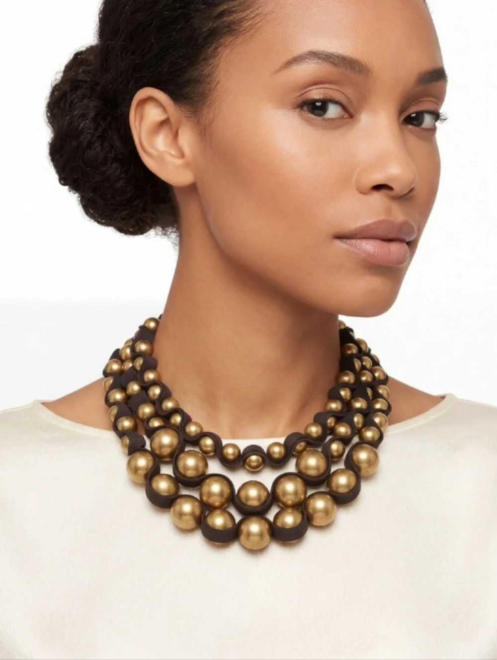 Ann Taylor Factory Beaded Ribbon Necklace